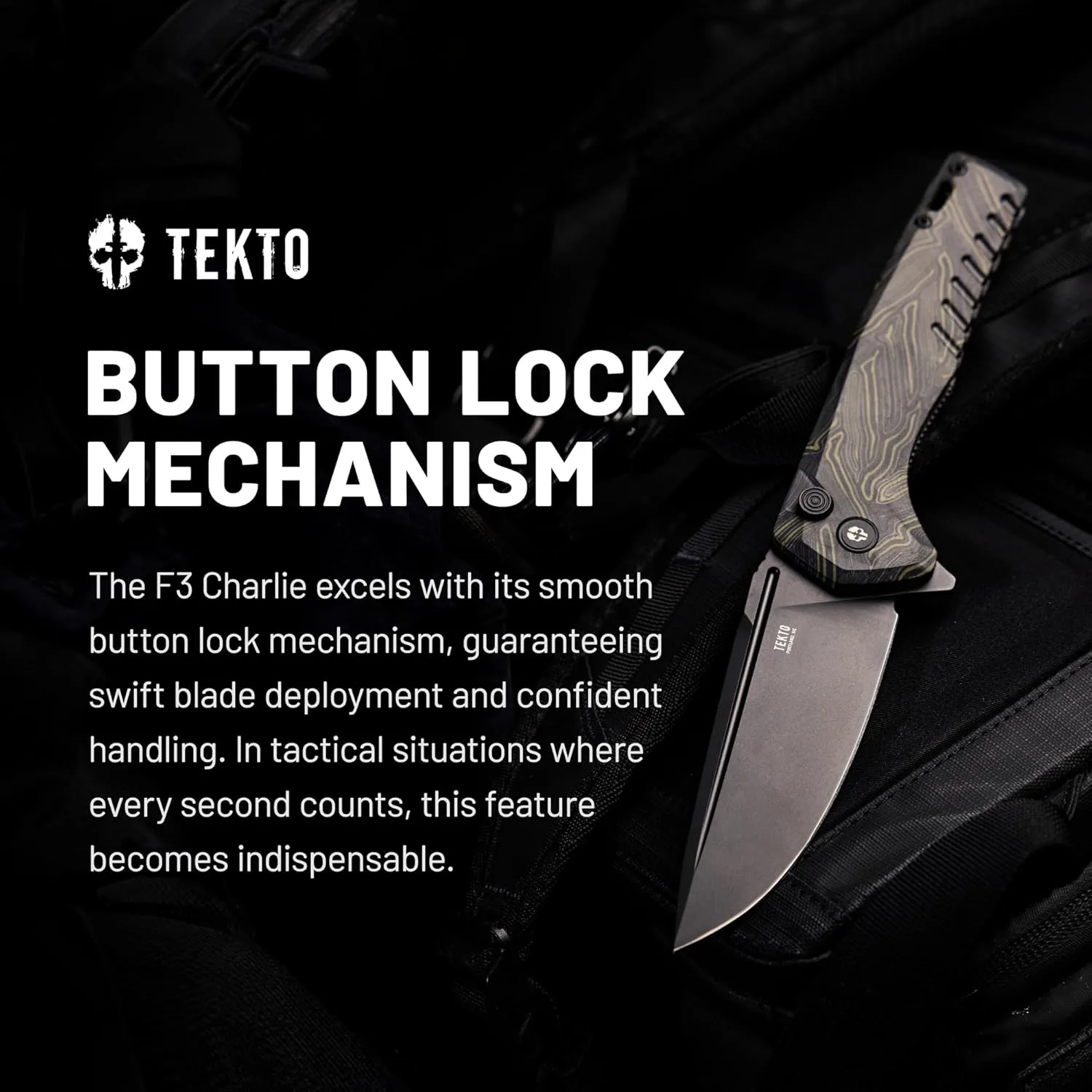 TEKTO F3 Charlie Button Lock Folding Knife