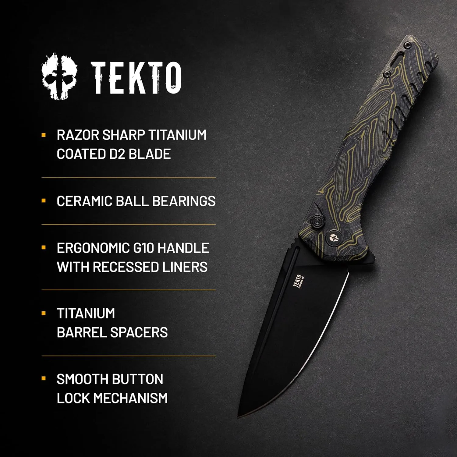 TEKTO F3 Charlie Button Lock Folding Knife