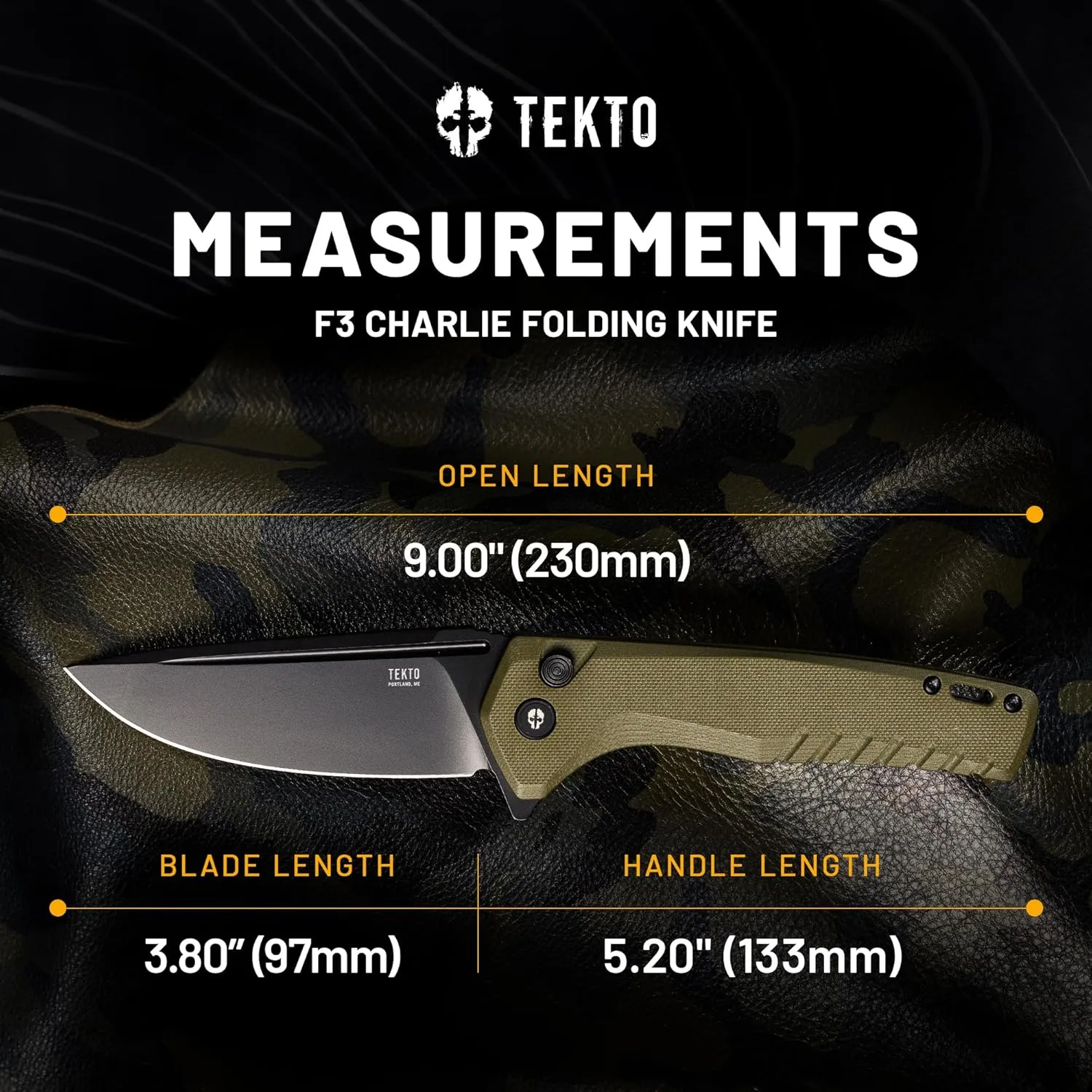 F3 Charlie Button Lock Folding Knife, Fine Edge Blade, Tactical OD Green G10 Handle