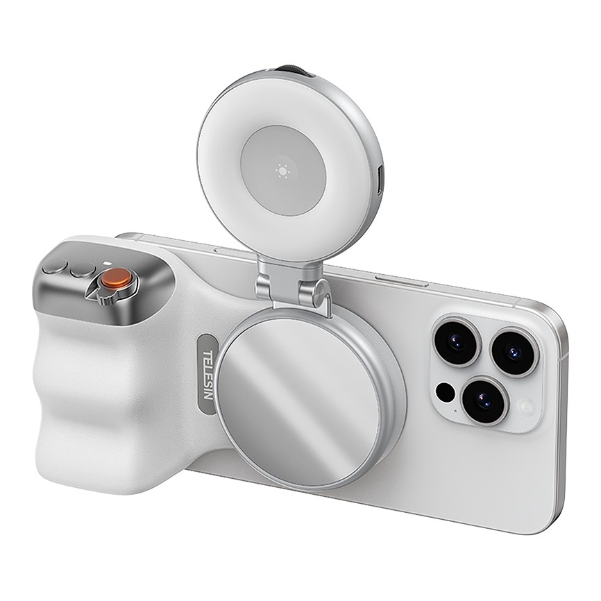 TELESIN Fun Shot Magnetic Grip for Smartphones(White) P5-MP-001WH