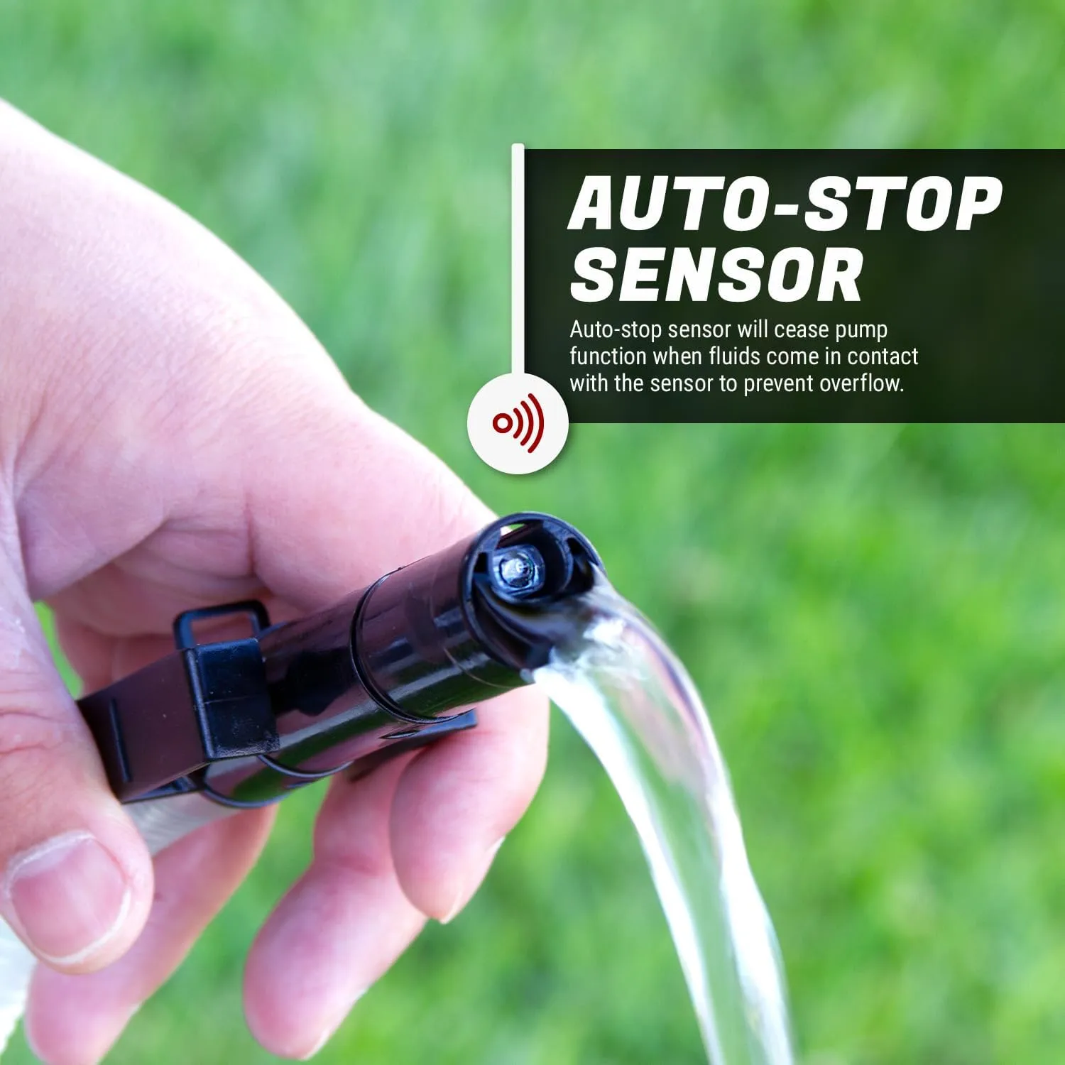 TERA PUMP Battery Powered Chemical Resistant Fuel Transfer Pump (2.3 GPM) with Auto Stop Sensor, 4.25ft Hose