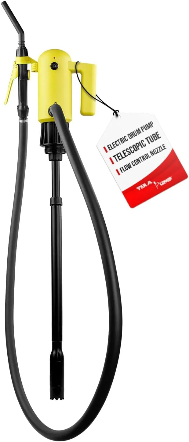 TERA PUMP 15-55 Gallon Drum Barrel Gasoline Transfer Pump, Telescopic E85 Electric (4.2 GPM)