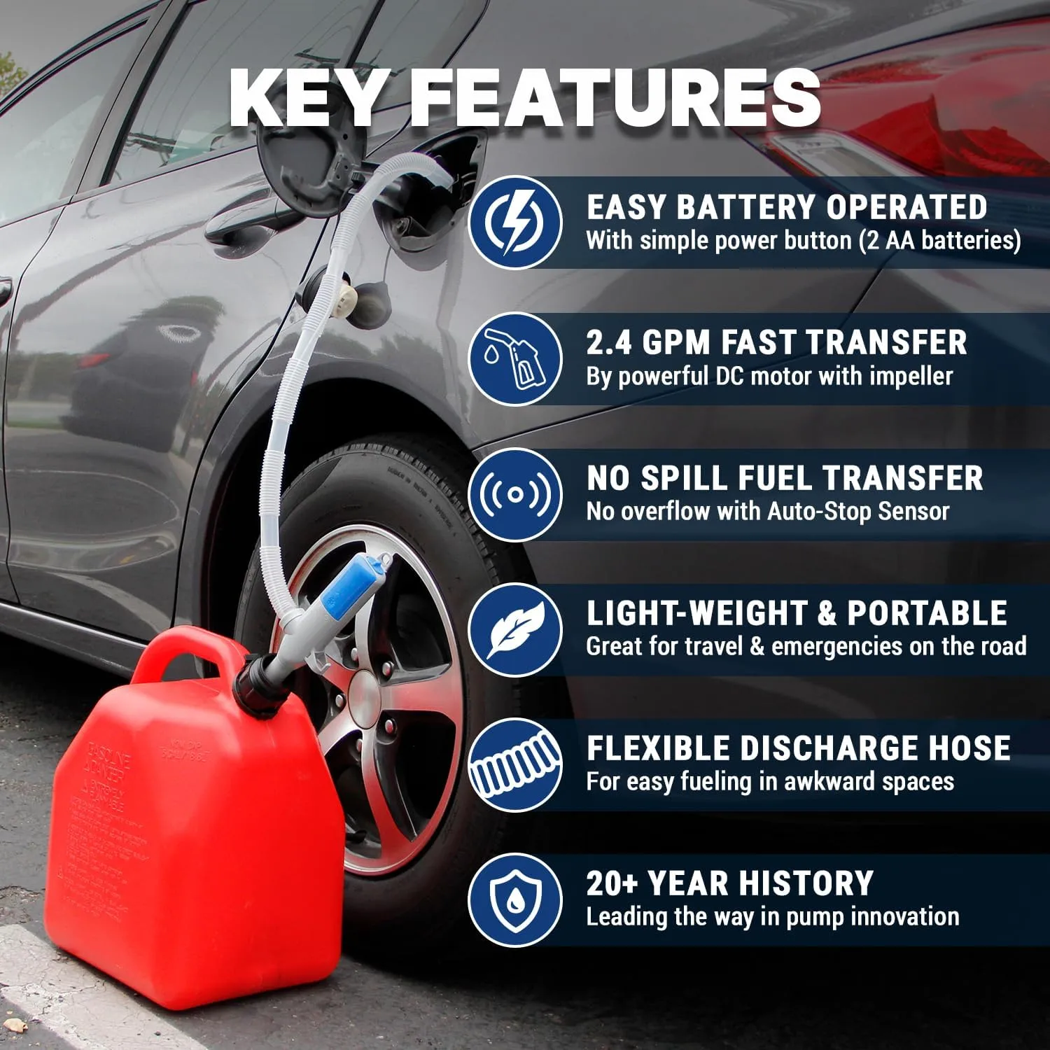 TERA PUMP Automatic Portable Battery Operated Fuel Transfer Pump, 2.8 GPM