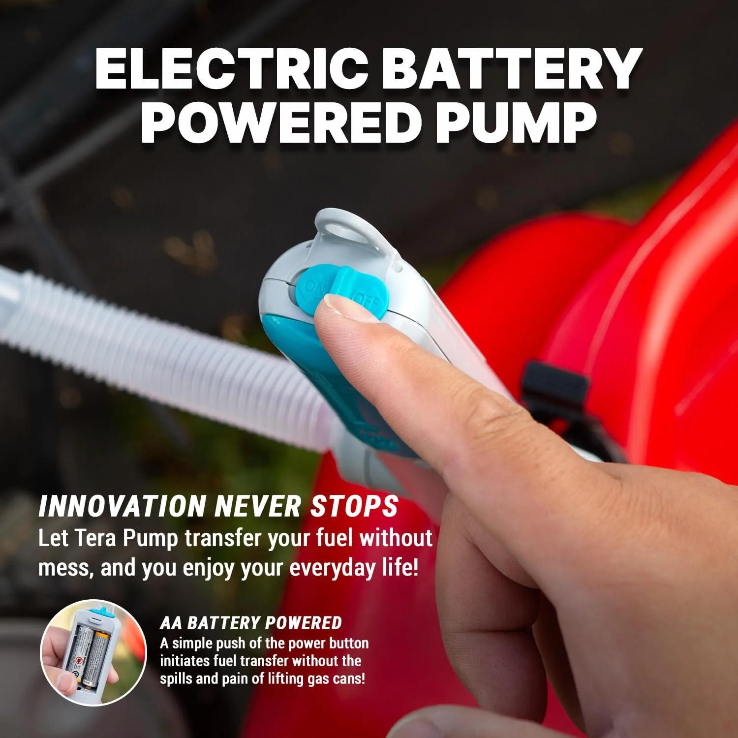 TERA PUMP Automatic Portable Battery Operated Fuel Transfer Pump, 2.8 GPM