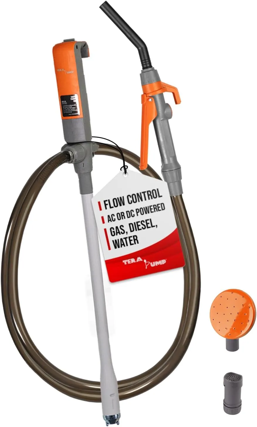 TERA PUMP TREP03 Multipurpose Electric Powered Liquid Transfer Pump / E85 Fuel Transfer Pump - 110V AC / 12V DC, 2.4 GPM