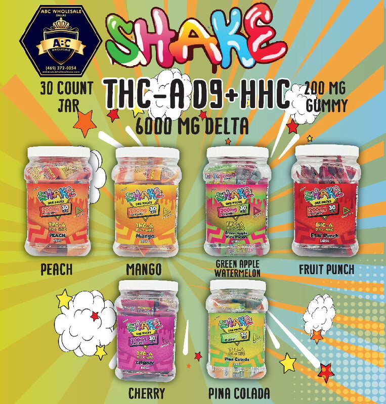 SHAKE THC-A+D9+HHC | 30CT JAR | 200MG PER GUMMY | 6000 MG TOTAL