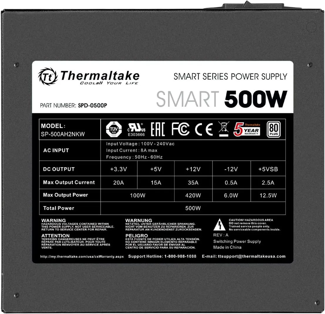 Thermaltake Smart Series ATX 12V 80 PLUS White Power Supply