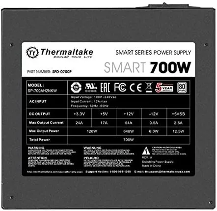Thermaltake Smart Series ATX 12V 80 PLUS White Power Supply
