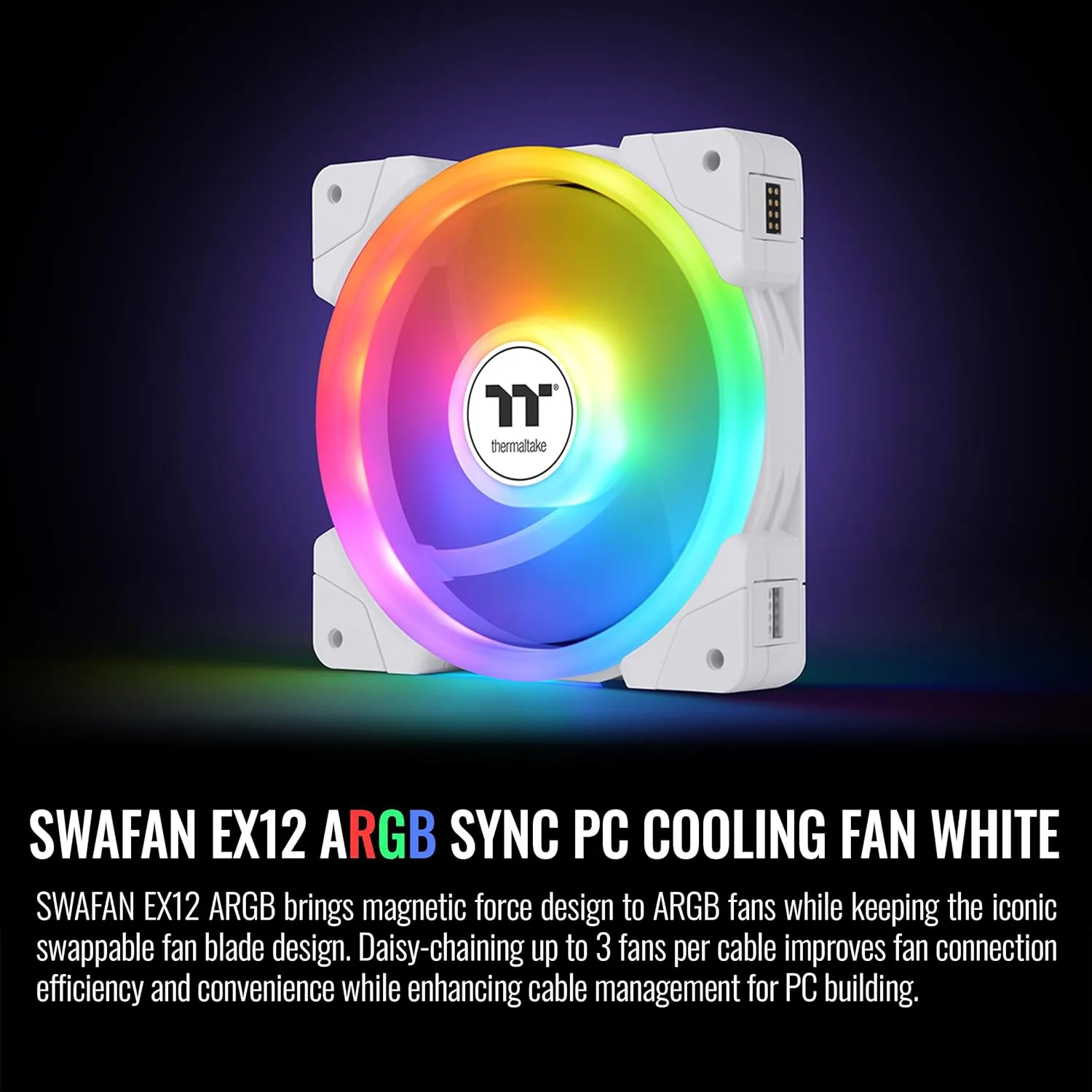 Thermaltake SWAFAN EX 12 ARGB 120mm 3-Pack White PWM Cooling Fans