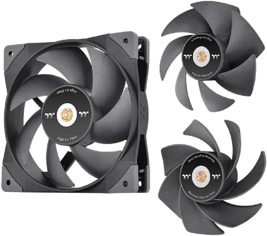 Thermaltake SWAFAN GT12 PC Cooling Fan, 3 Types of Detachable Fan Blades, High Pressure/High Air Flow/Reversed (Single Fan Pack) CL-F155-PL12BL-A
