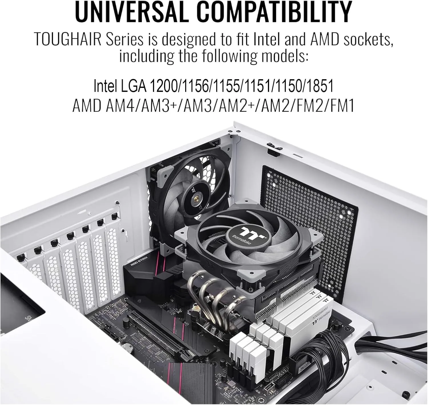 Thermaltake TOUGHAIR 110 140W TDP Top Flow CPU Cooler, Intel/AMD Universal Socket (LGA 1700/1200), 120mm 2000RPM PWM Fan with Copper Heat Pipes