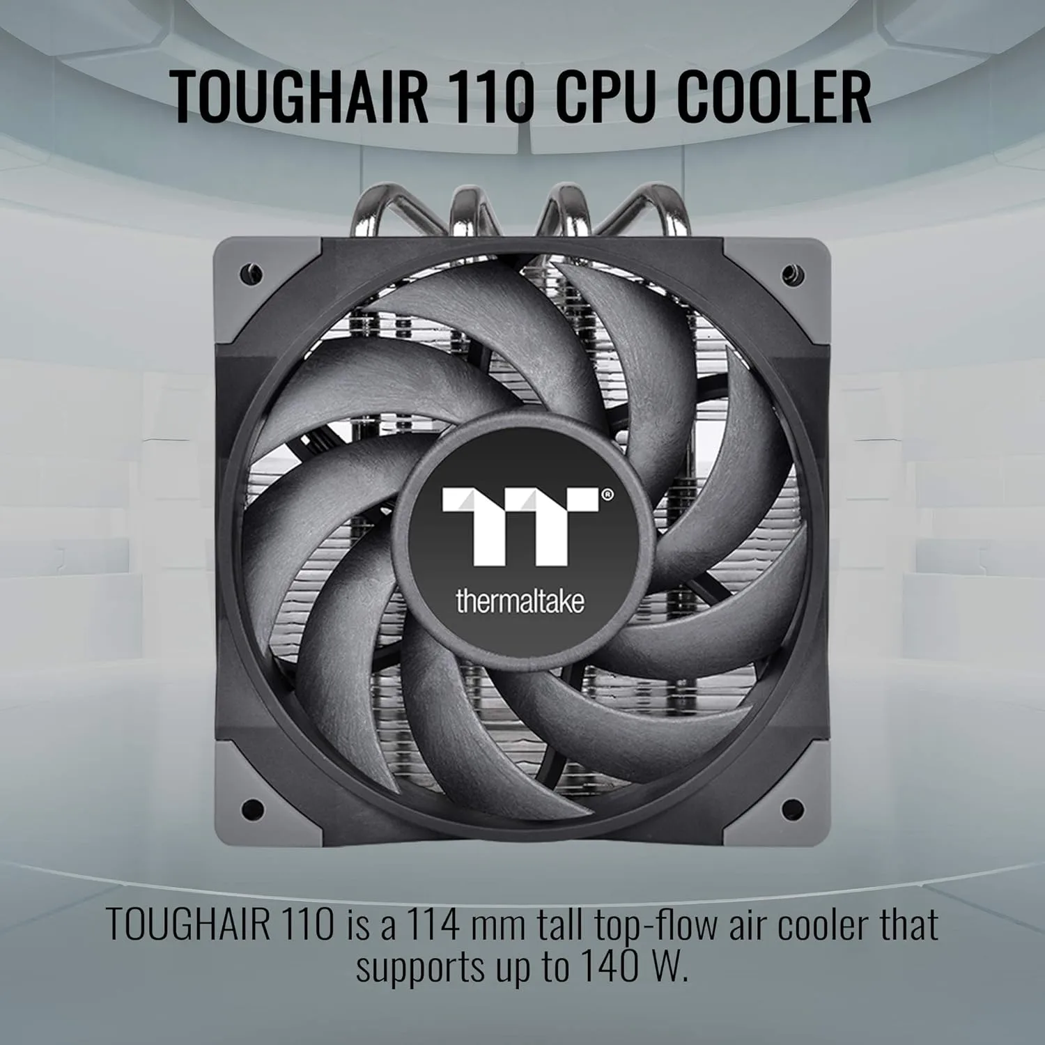 Thermaltake TOUGHAIR 110 140W TDP Top Flow CPU Cooler, Intel/AMD Universal Socket (LGA 1700/1200), 120mm 2000RPM PWM Fan with Copper Heat Pipes