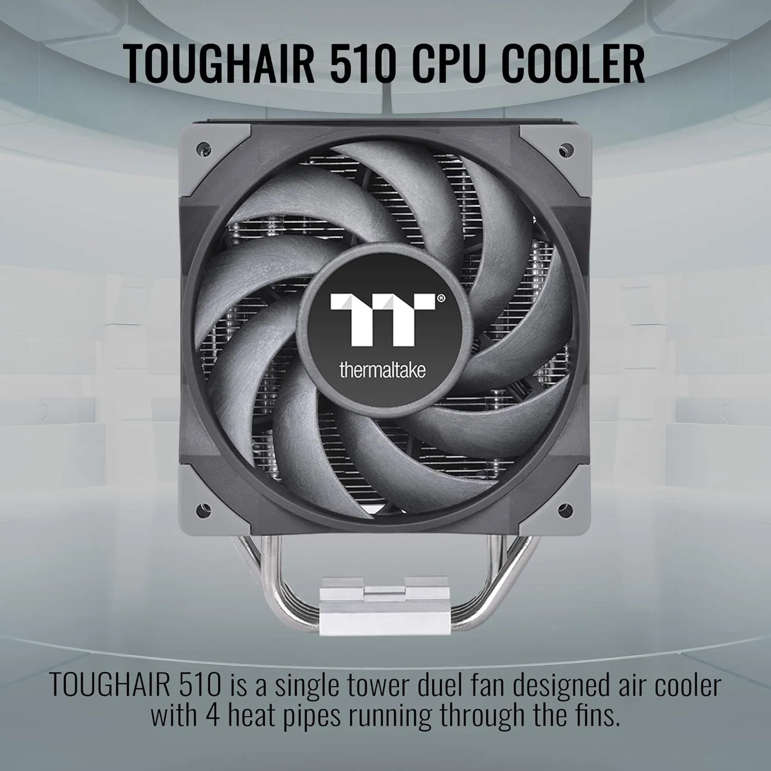 Thermaltake TOUGHAIR 510 180W TDP CPU Cooler - Dual 120mm PWM Fans, LGA/AM4 - CL-P075-AL12BL-A