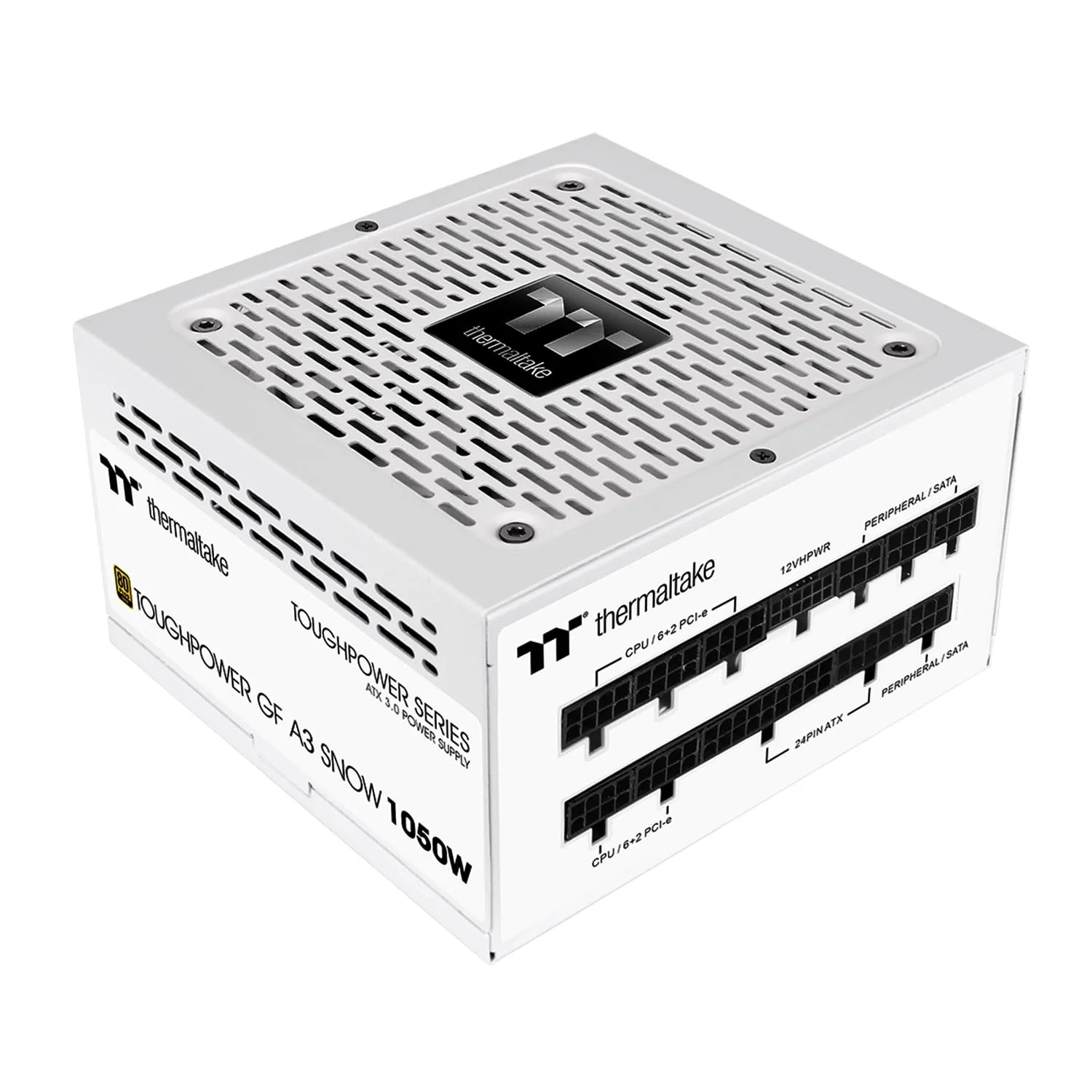 Thermaltake Toughpower GF A3 Snow Edition 1050W 80+ Gold Full Modular ATX 3.0 Power Supply; PCIe Gen.5 600W 12VHPWR Connector Included; PS-TPD-1050FNFAGU-N; 10 Year Warranty Gold (ATX 3.0) 1050W White