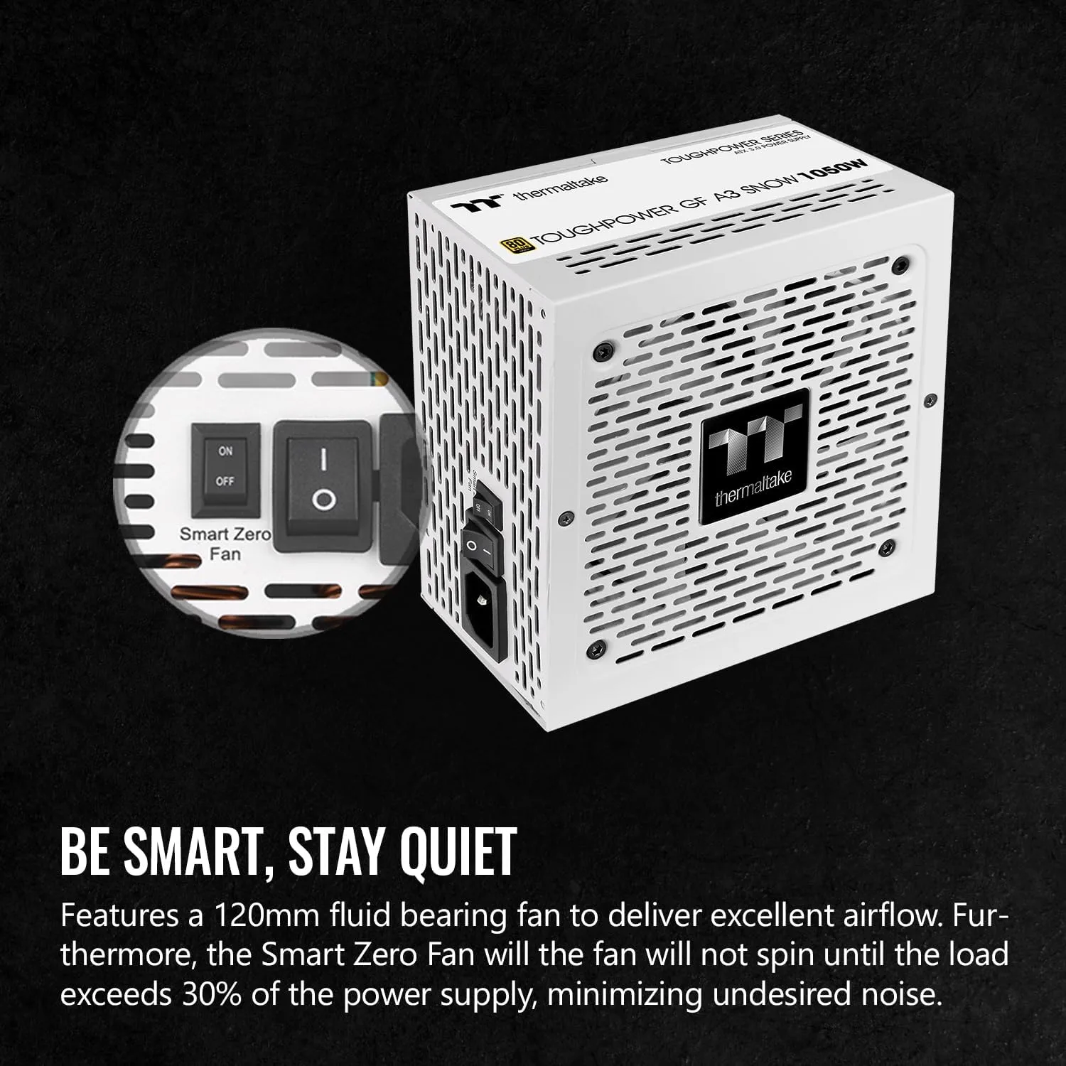 Thermaltake Toughpower GF A3 Snow Edition 1050W 80+ Gold Full Modular ATX 3.0 Power Supply; PCIe Gen.5 600W 12VHPWR Connector Included; PS-TPD-1050FNFAGU-N; 10 Year Warranty Gold (ATX 3.0) 1050W White