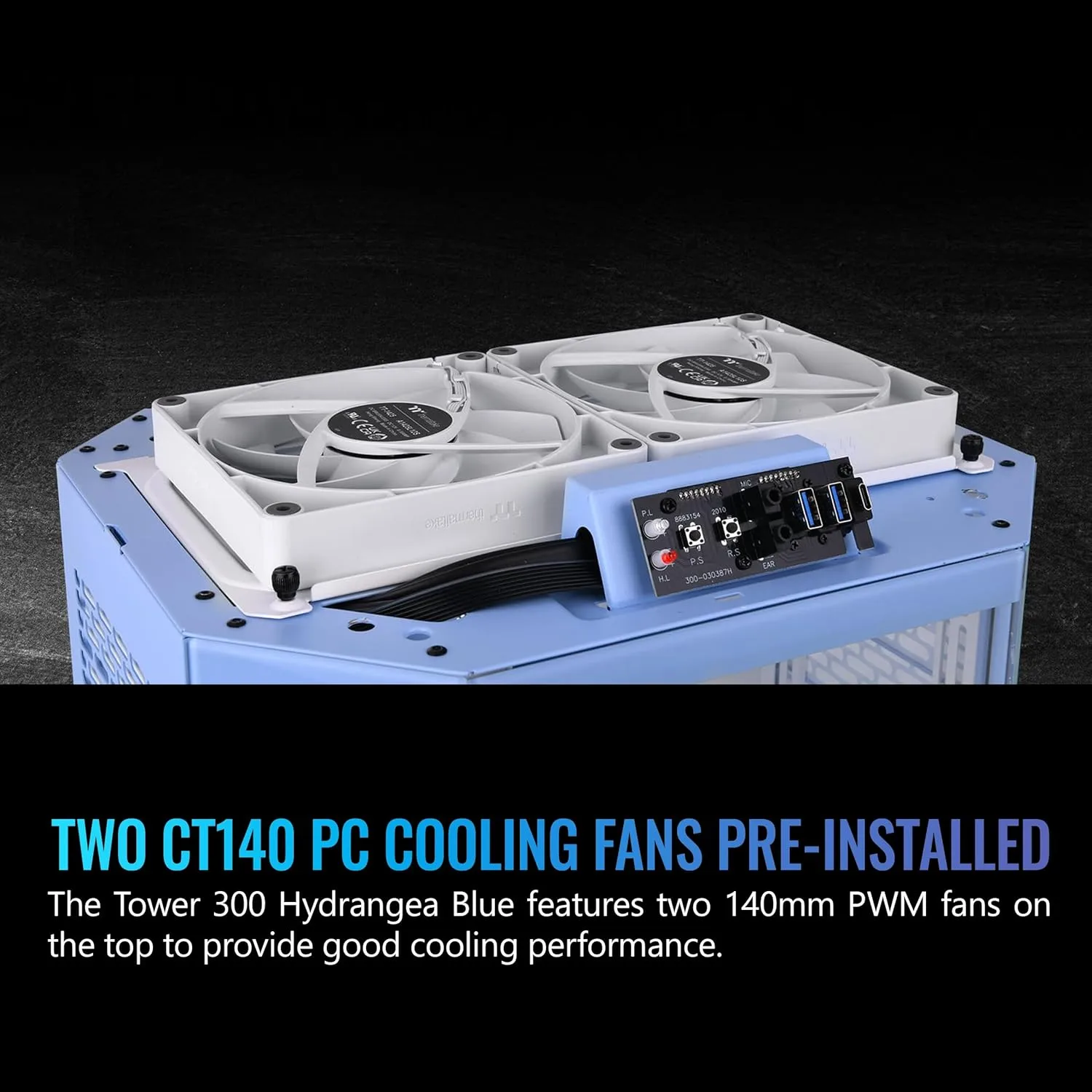 Thermaltake Tower 300 Hydrangea Blue Micro-ATX Case with 2x140mm Fans, Supports 420mm Radiator