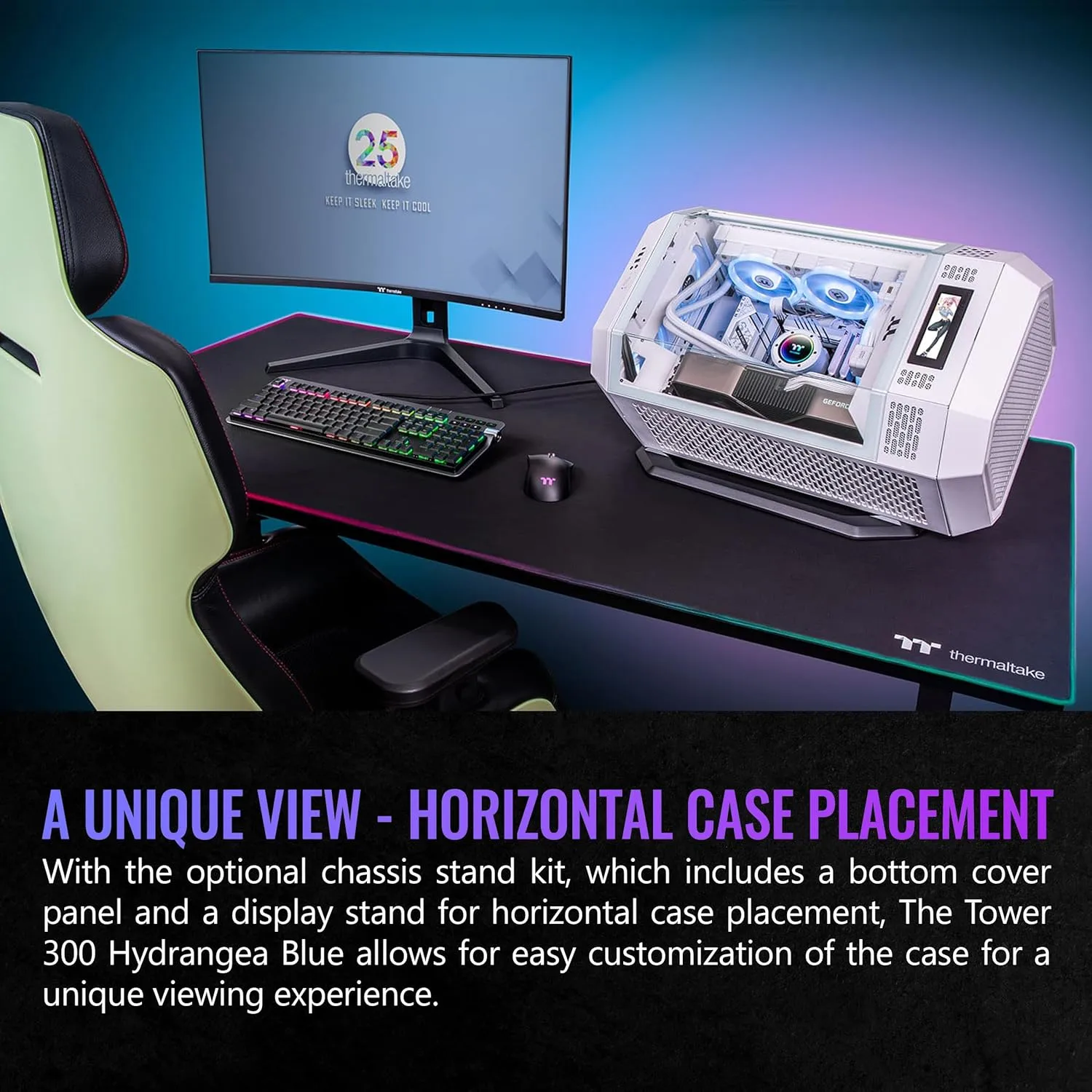 Thermaltake Tower 300 Hydrangea Blue Micro-ATX Case with 2x140mm Fans, Supports 420mm Radiator