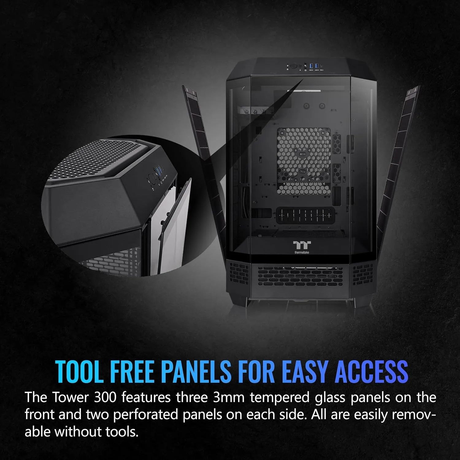 Thermaltake Tower 300 Black Micro-ATX Case - 2x140mm Fans, Supports 420mm Radiator
