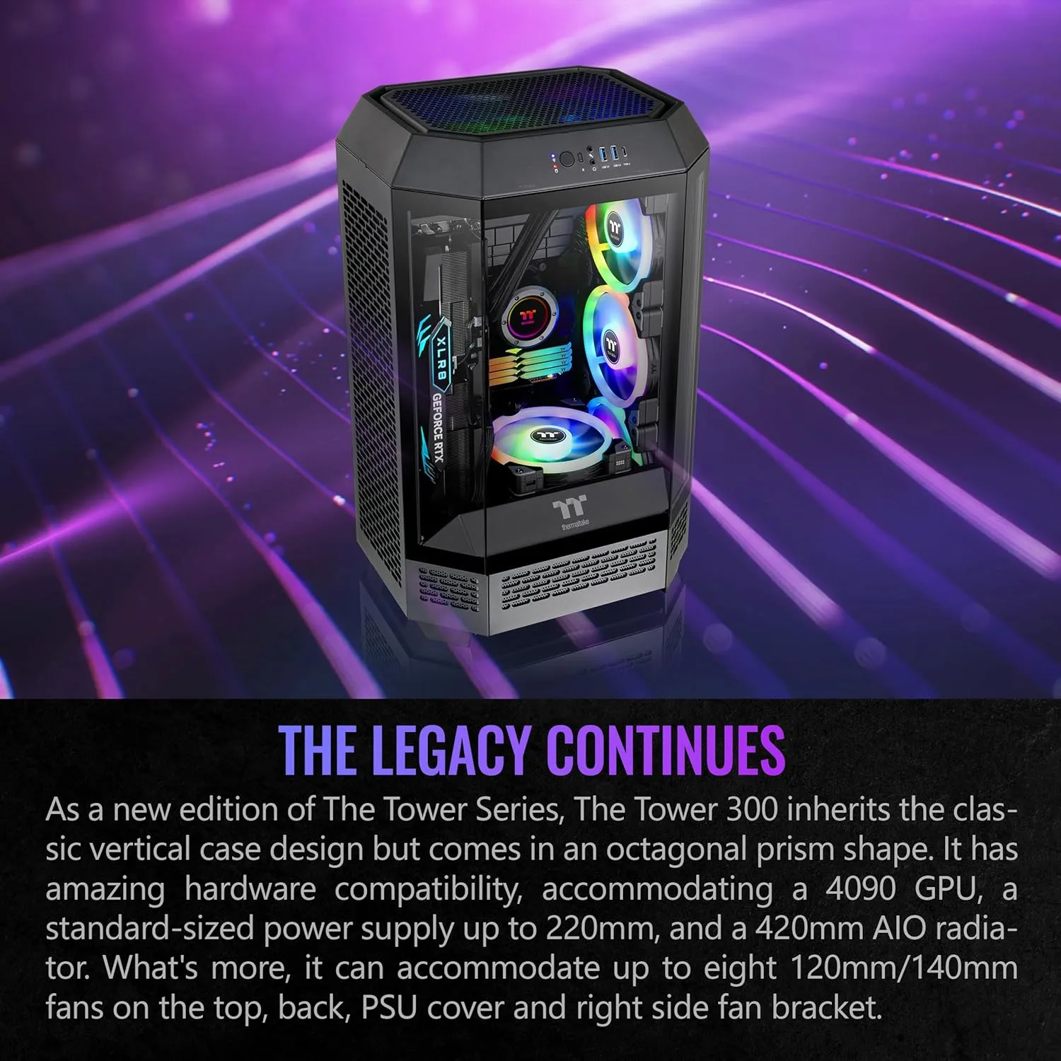 Thermaltake Tower 300 Black Micro-ATX Case - 2x140mm Fans, Supports 420mm Radiator