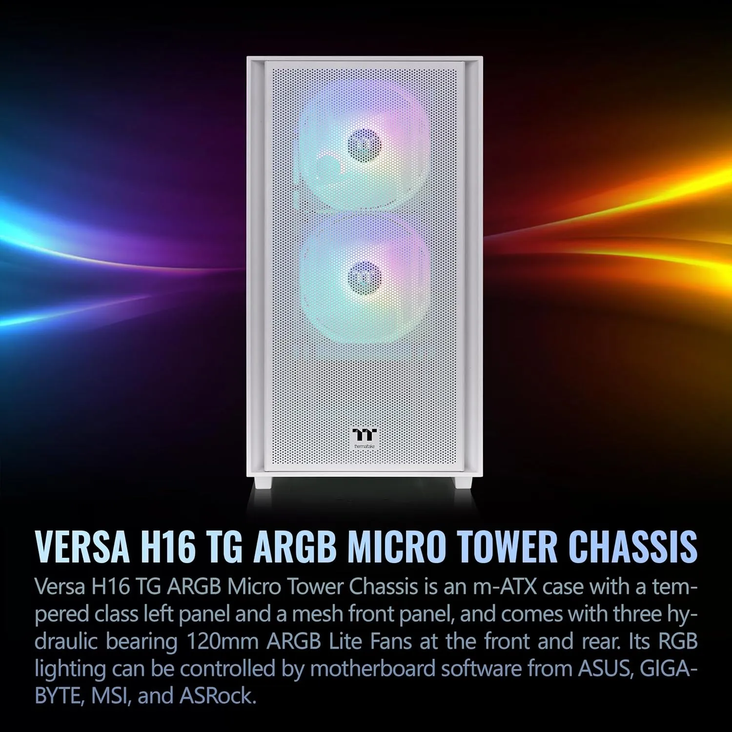 THERMALTAKE Versa H16 TG ARGB Micro ATX Tower Case