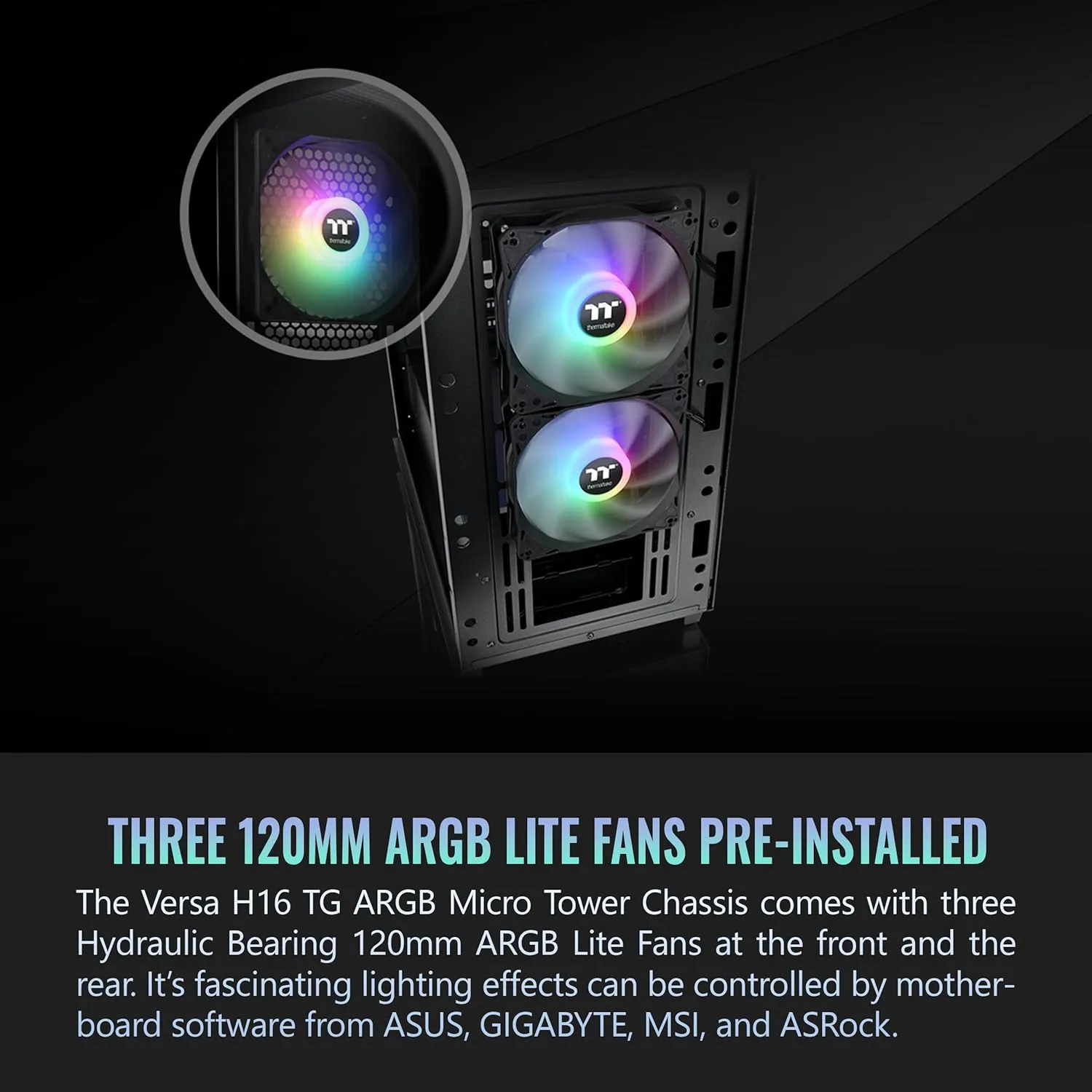 THERMALTAKE Versa H16 TG ARGB Micro ATX Tower Case