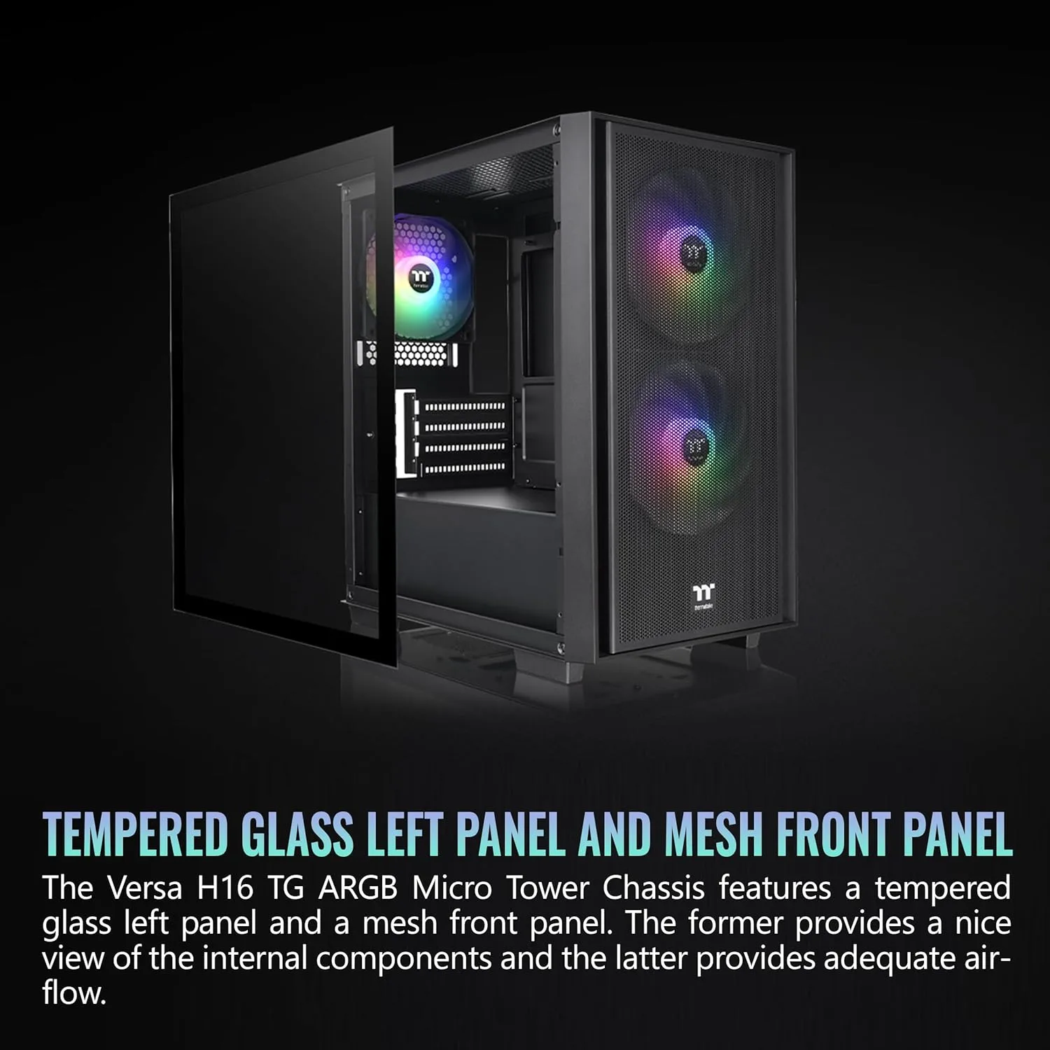 THERMALTAKE Versa H16 TG ARGB Micro ATX Tower Case