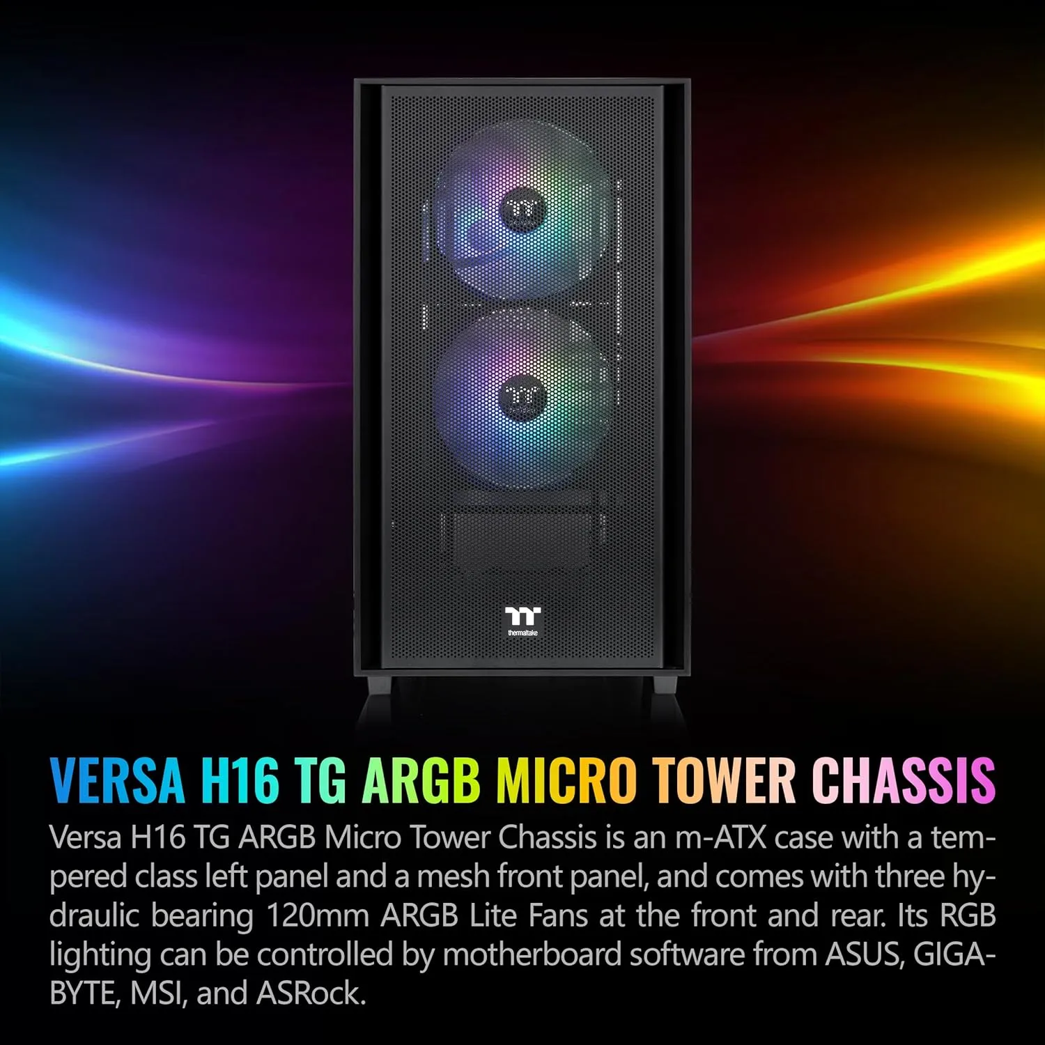 THERMALTAKE Versa H16 TG ARGB Micro ATX Tower Case