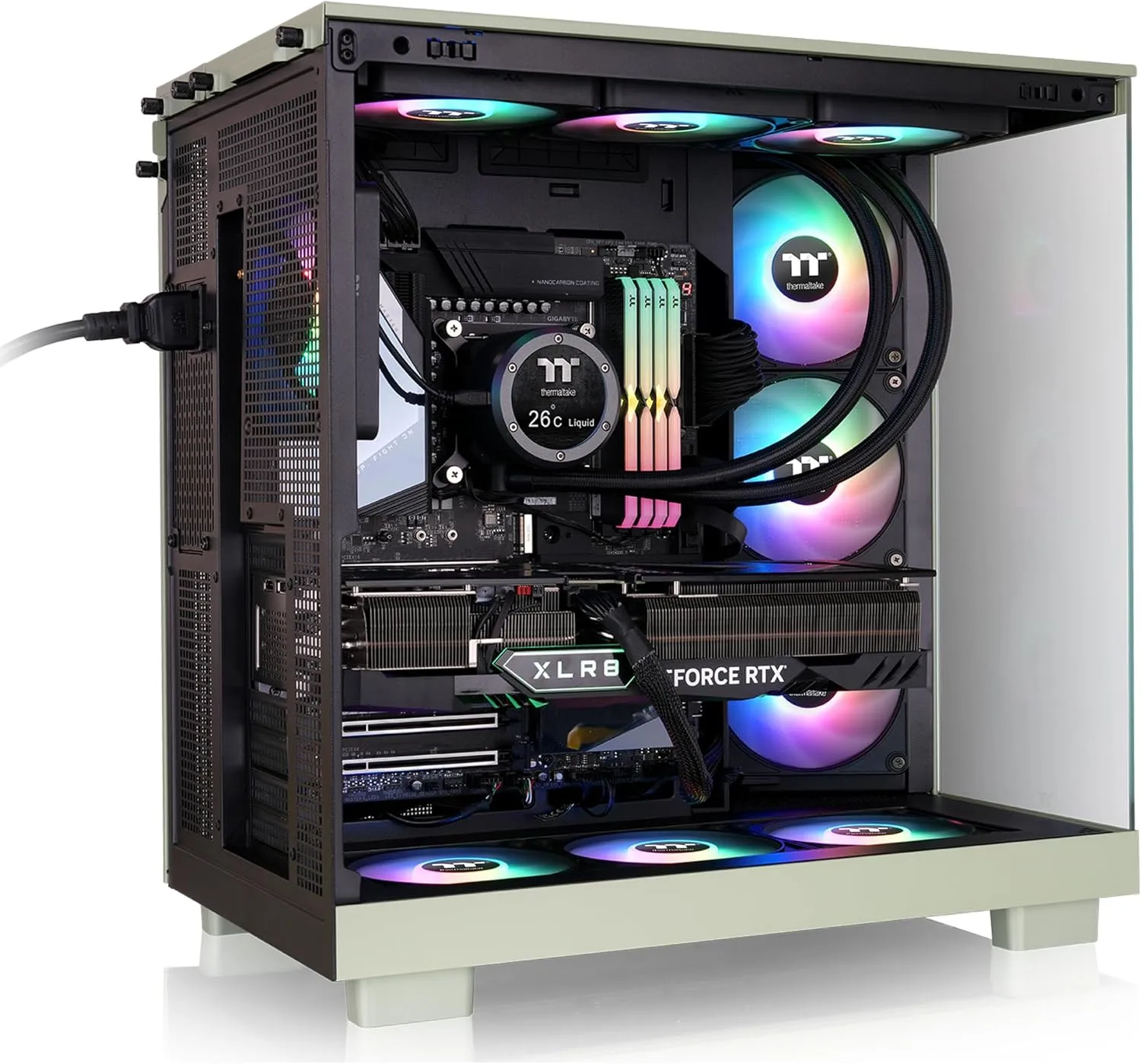 Thermaltake View 380 XL WS ARGB Mid Tower Chassis - Matcha Green
