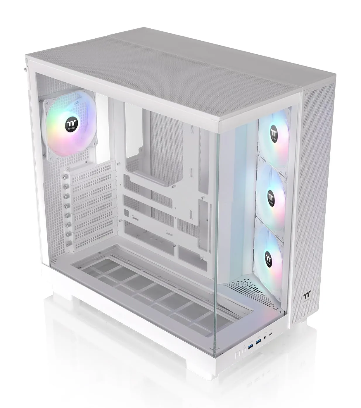 Thermaltake View 380 XL TG ARGB; 4x120mm ARGB Lite Fans Included; 360mm Radiator Support; 420mm GPU Clearance; Hidden Connector Support; Dual Chamber; Snow; CA-11E-00M6WN-00
