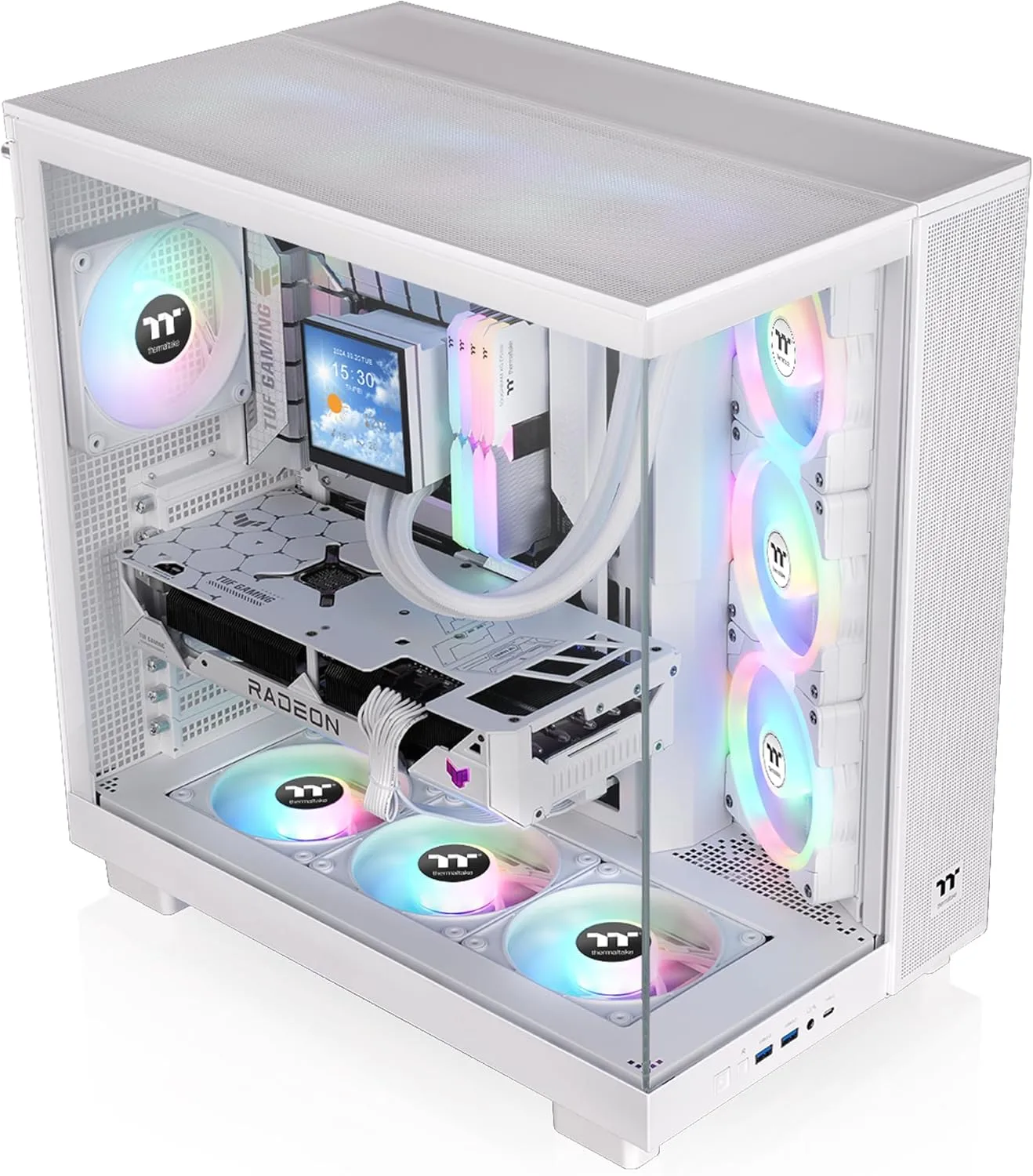 Thermaltake View 380 XL TG ARGB; 4x120mm ARGB Lite Fans Included; 360mm Radiator Support; 420mm GPU Clearance; Hidden Connector Support; Dual Chamber; Snow; CA-11E-00M6WN-00