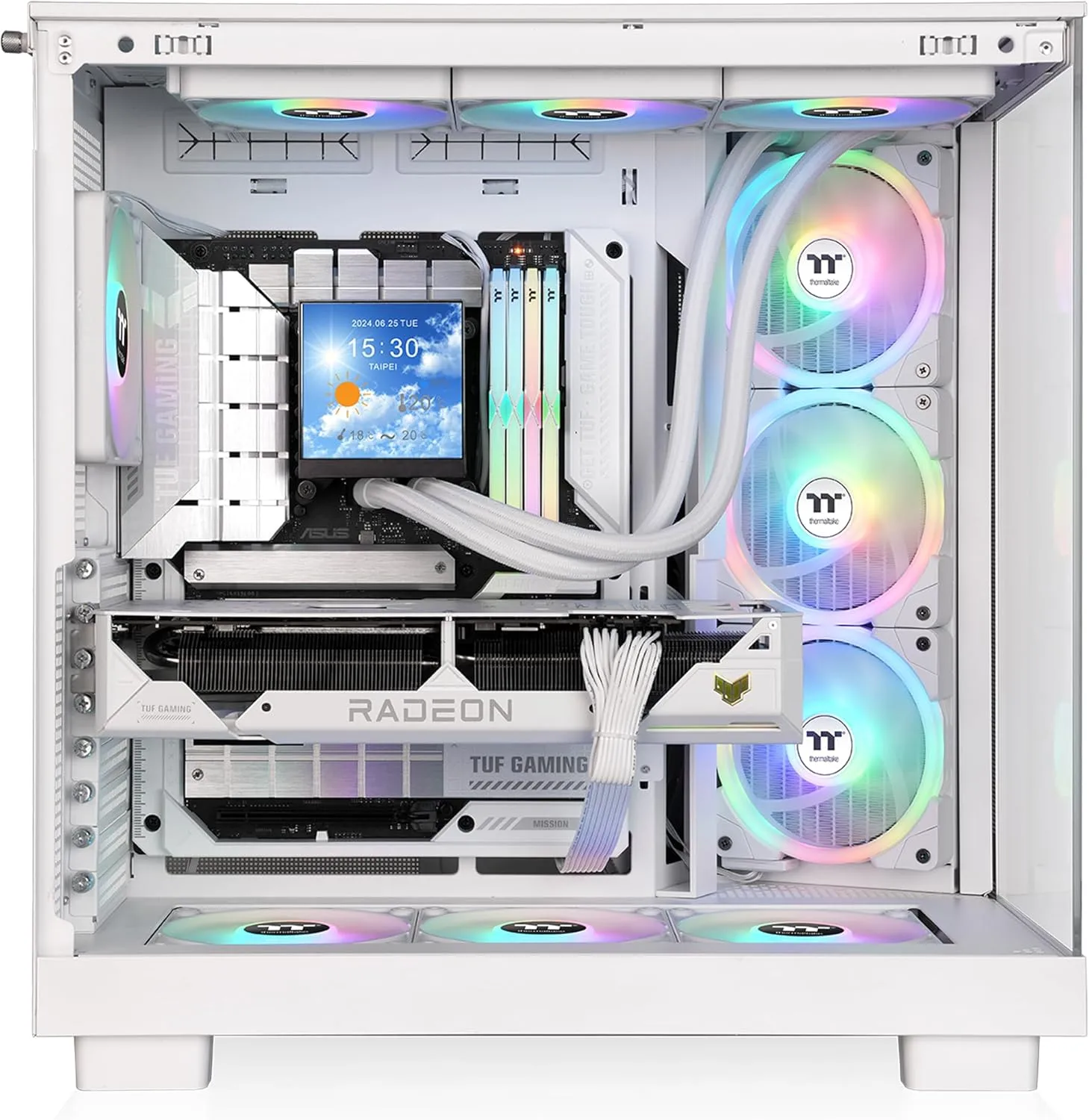 Thermaltake View 380 XL TG ARGB; 4x120mm ARGB Lite Fans Included; 360mm Radiator Support; 420mm GPU Clearance; Hidden Connector Support; Dual Chamber; Snow; CA-11E-00M6WN-00