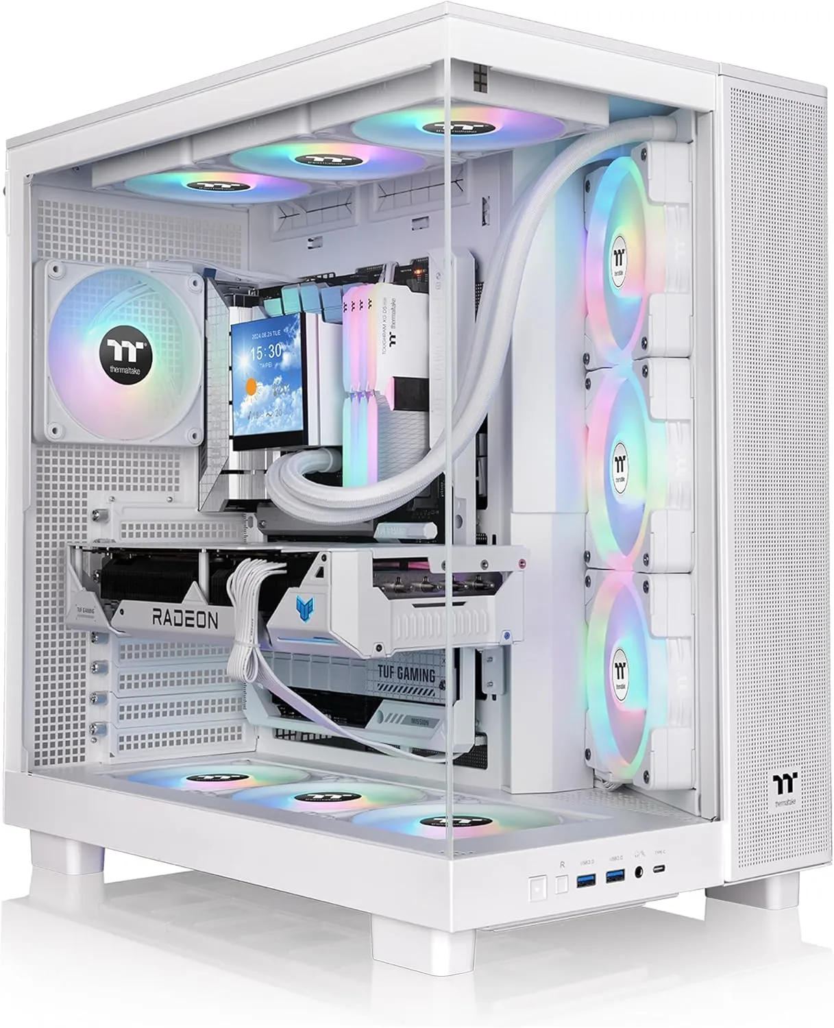 Thermaltake View 380 XL TG ARGB; 4x120mm ARGB Lite Fans Included; 360mm Radiator Support; 420mm GPU Clearance; Hidden Connector Support; Dual Chamber; Snow; CA-11E-00M6WN-00