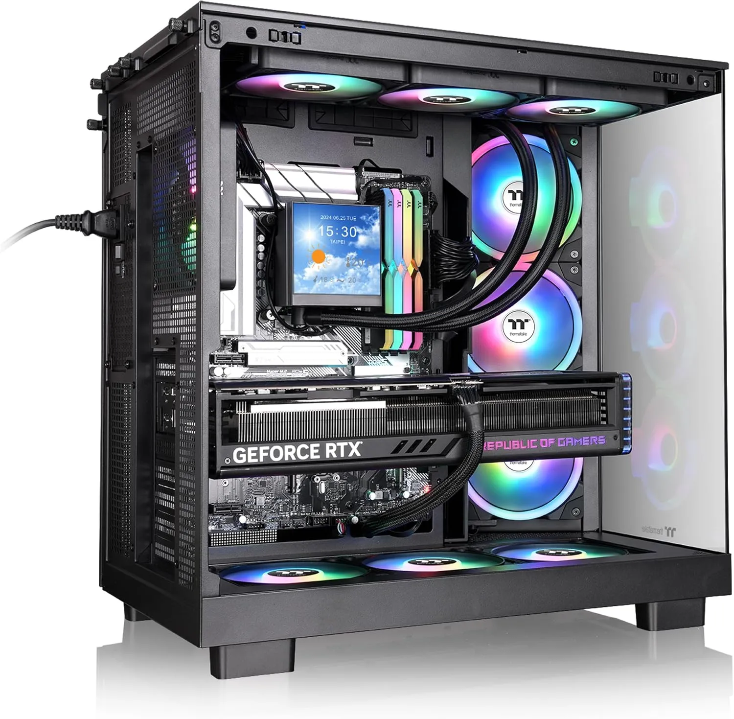 Thermaltake View 380 XL WS ARGB Mid Tower Chassis - Black, Wood Trim