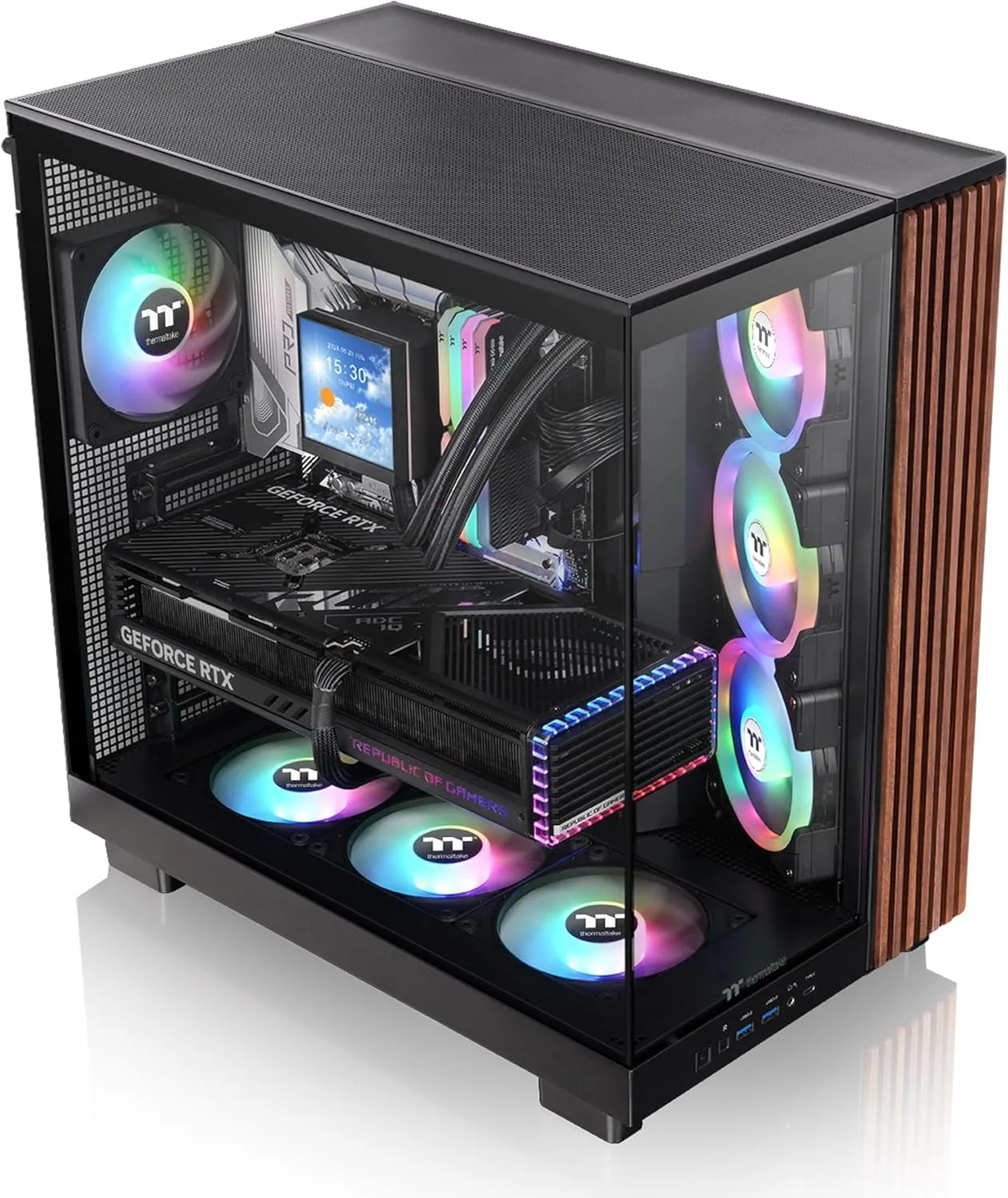 Thermaltake View 380 XL WS ARGB Mid Tower Chassis - Black, Wood Trim