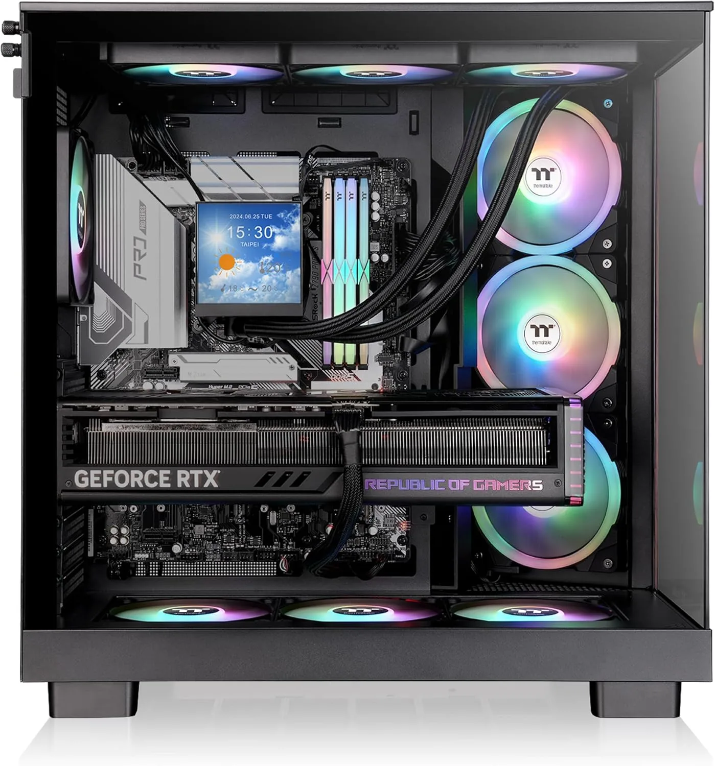 Thermaltake View 380 XL WS ARGB Mid Tower Chassis - Black, Wood Trim