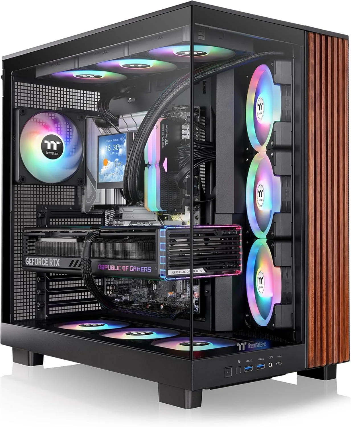 Thermaltake View 380 XL WS ARGB Mid Tower Chassis - Black, Wood Trim