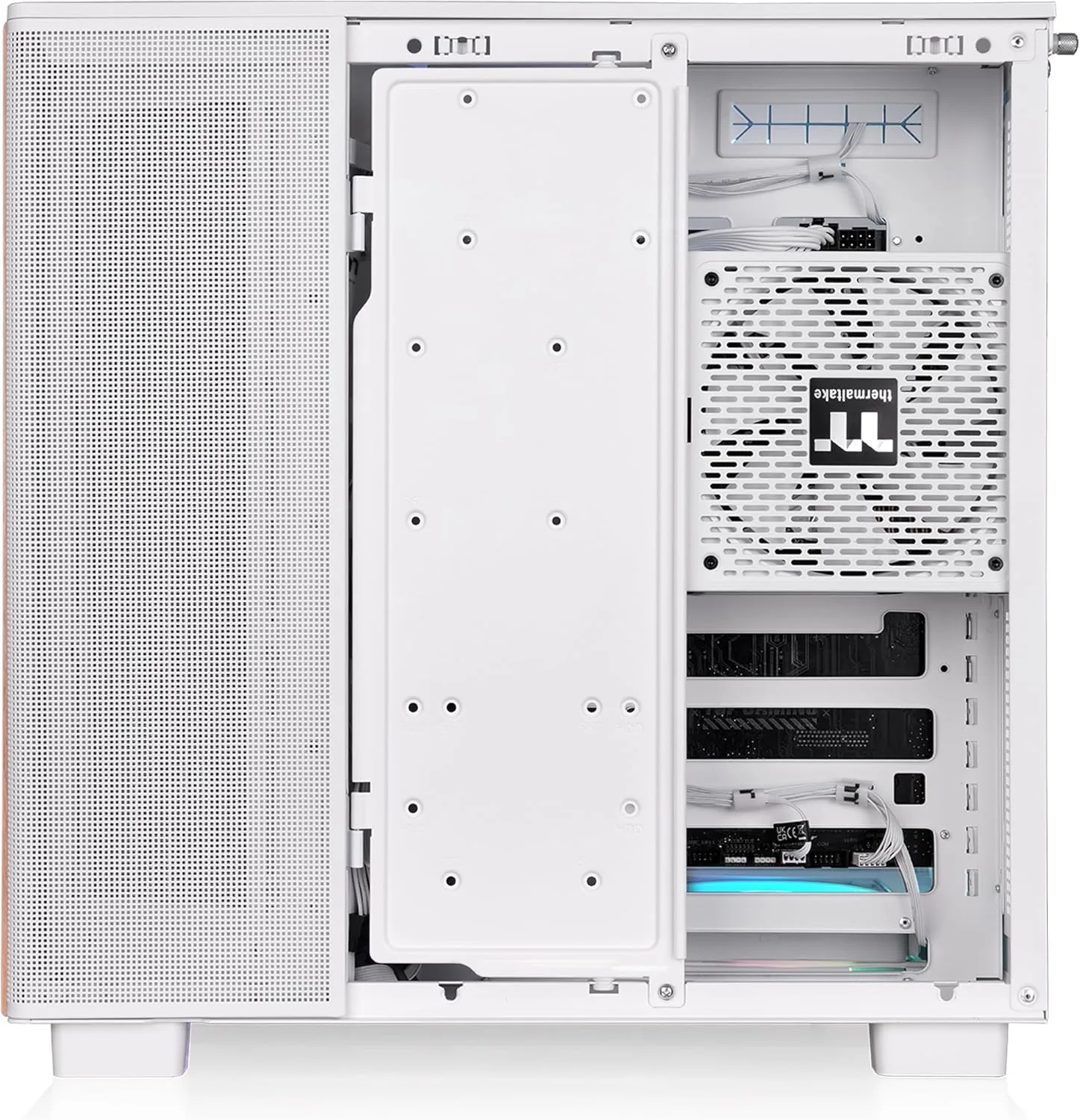 Thermaltake View 380 XL WS ARGB Mid Tower Chassis - Snow, Wood Trim, 4x120mm Fans, 420mm GPU Clearance