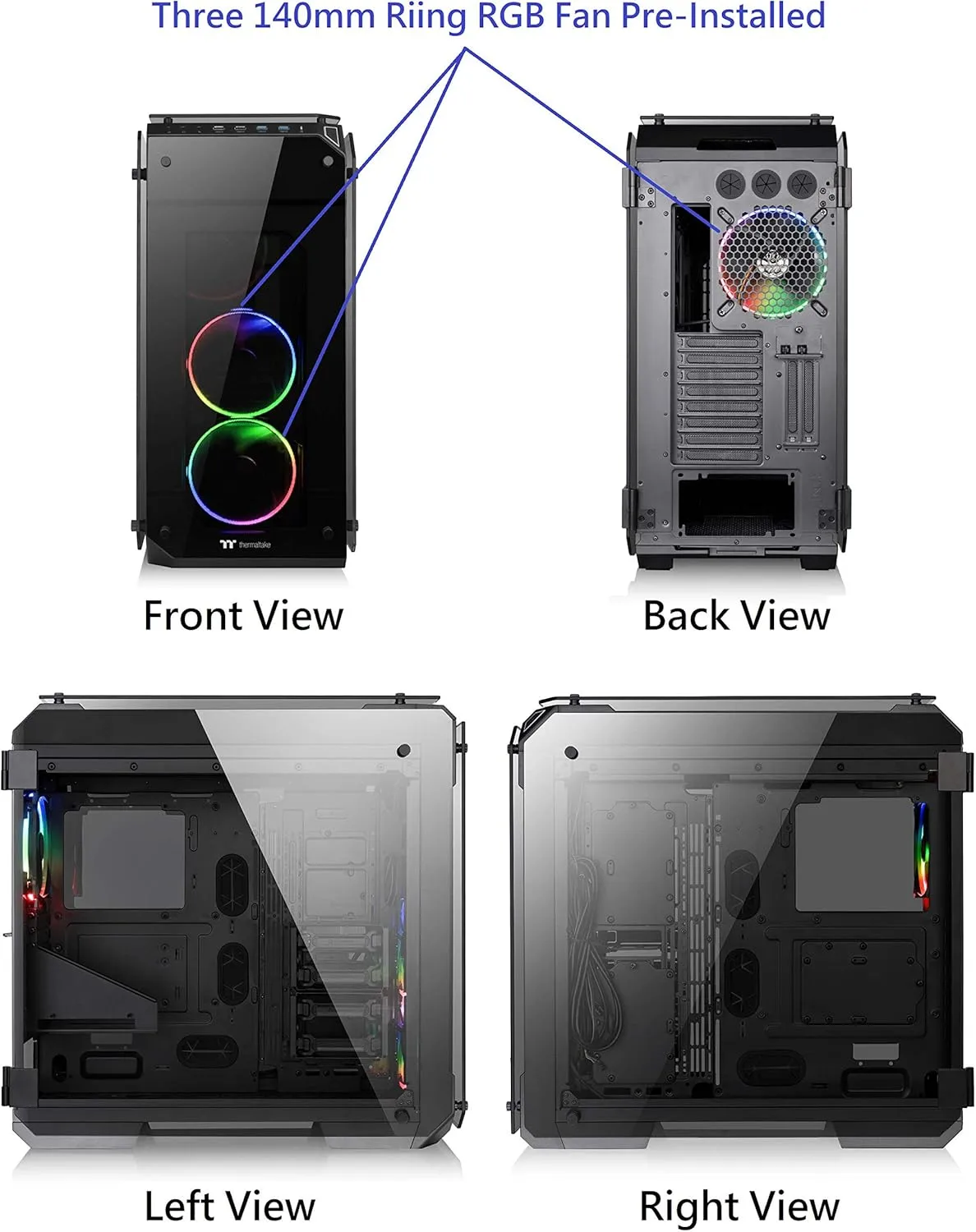 Thermaltake View Series Tempered Glass PC Chassis with RGB/ARGB Fans