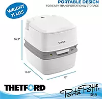 Thetford Porta Potti 365 Portable Toilet (for RV, Marine, Camping, Vans, Trucks, Healthcare) 92820, White