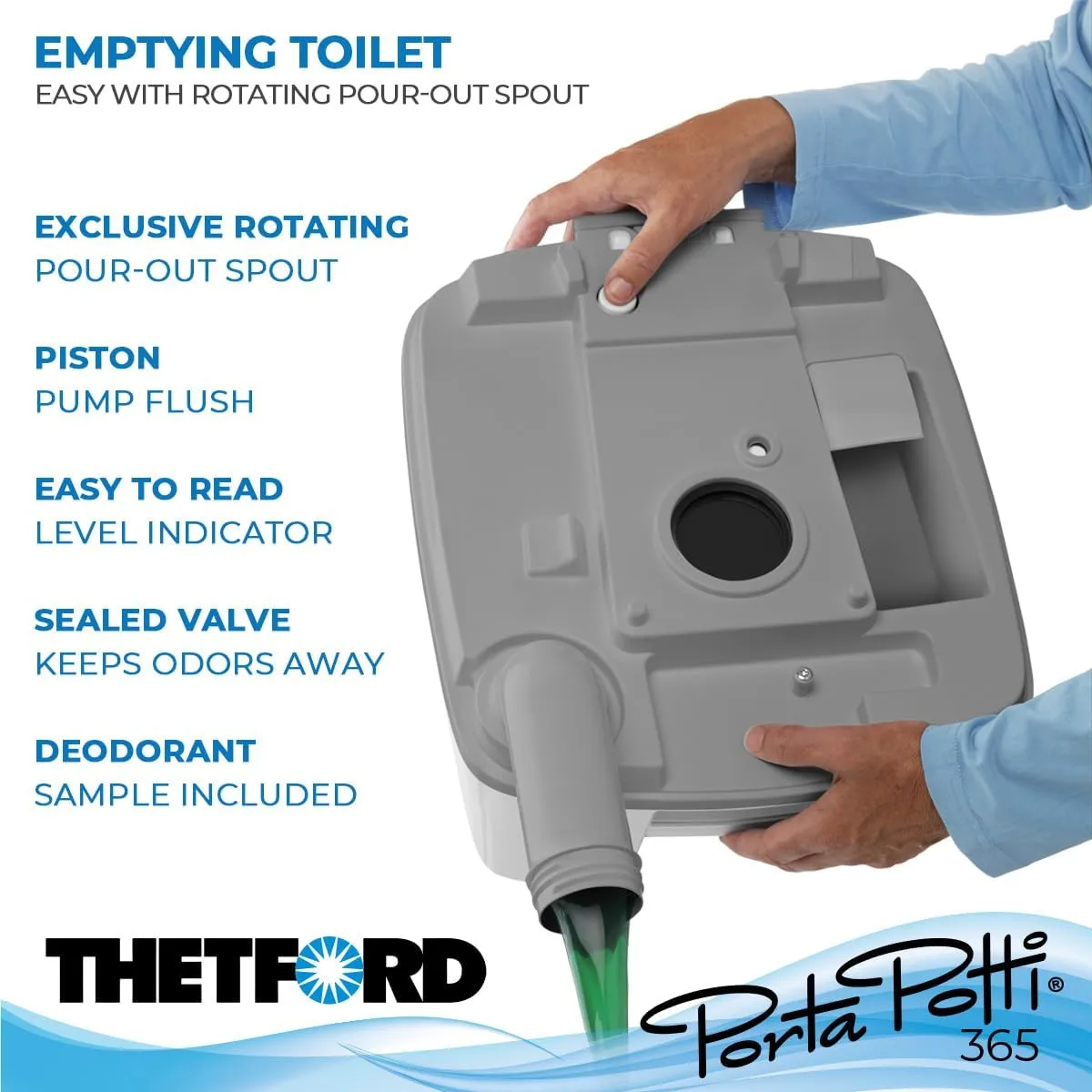 Thetford Porta Potti 365 Portable Toilet (for RV, Marine, Camping, Vans, Trucks, Healthcare) 92820, White
