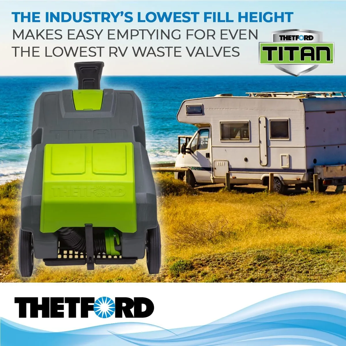 Thetford 40951 4-Wheel Titan Tote - 27 Gallon, Gray