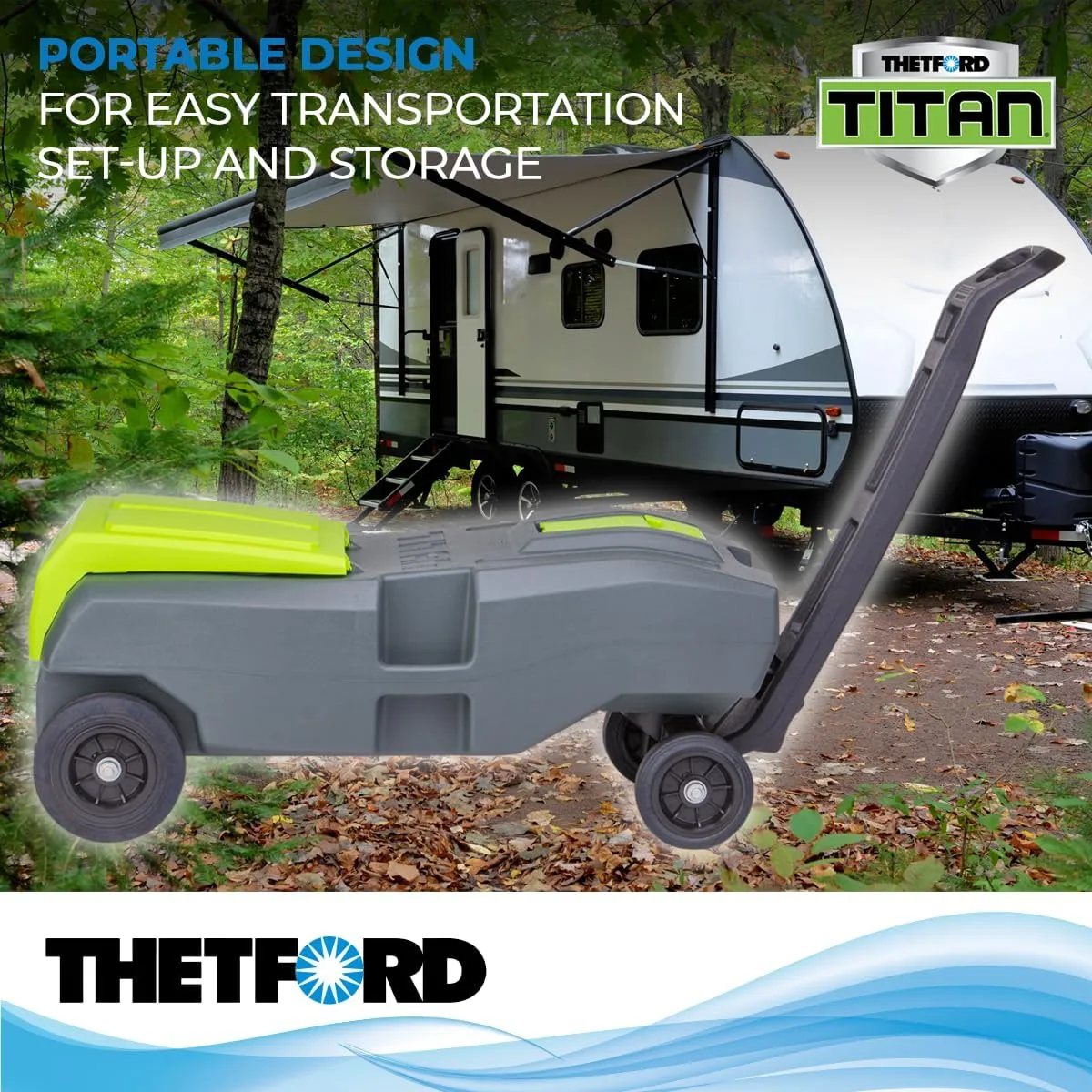 Thetford 40951 4-Wheel Titan Tote - 27 Gallon, Gray