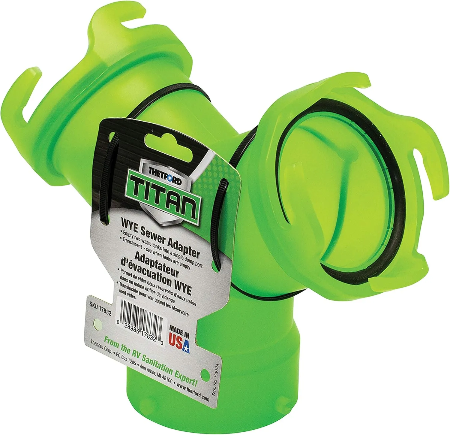 Titan WYE Universal Bayonet RV Sewer Hose Adapter - Thetford 17832