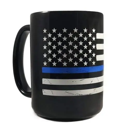 THIN BLUE LINE USA Thin Blue Line American Flag Ceramic Coffee Mug