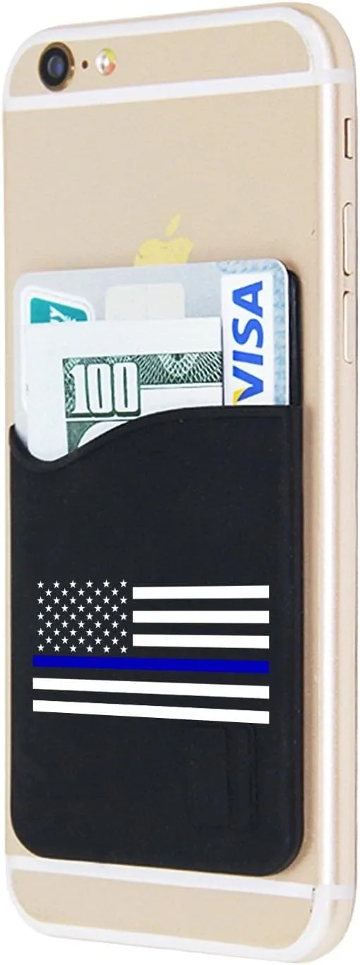 THIN BLUE LINE Adhesive Phone Card Holder