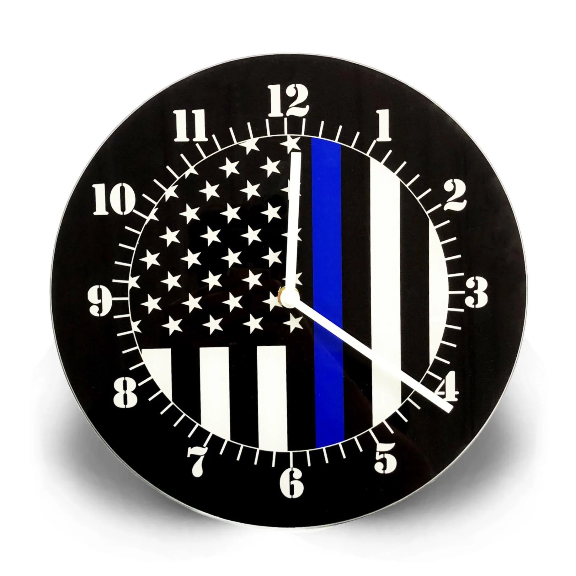 THIN BLUE LINE USA American Flag Wall Clock