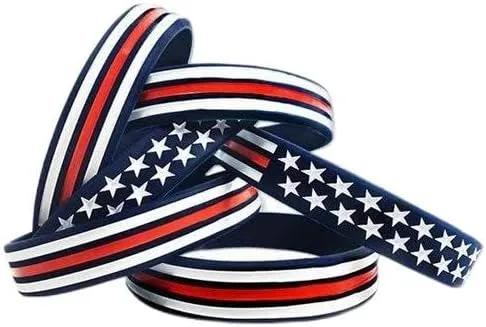 THIN BLUE LINE American Flag Silicone Bracelet