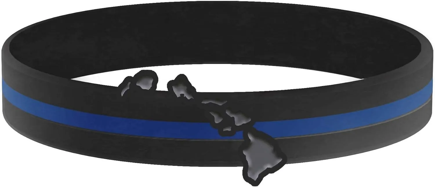 Thin Blue Line USA State Silicone Bracelet