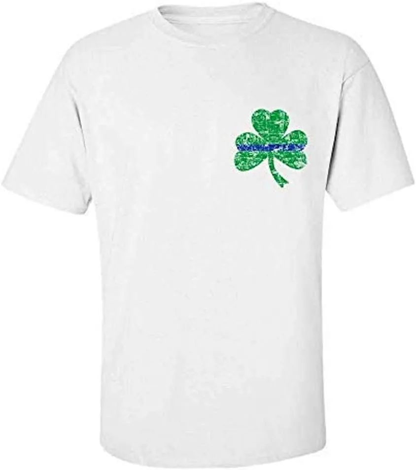 THIN BLUE LINE USA Men's St. Patrick's Day T-Shirt - Shamrock with Thin Blue Line