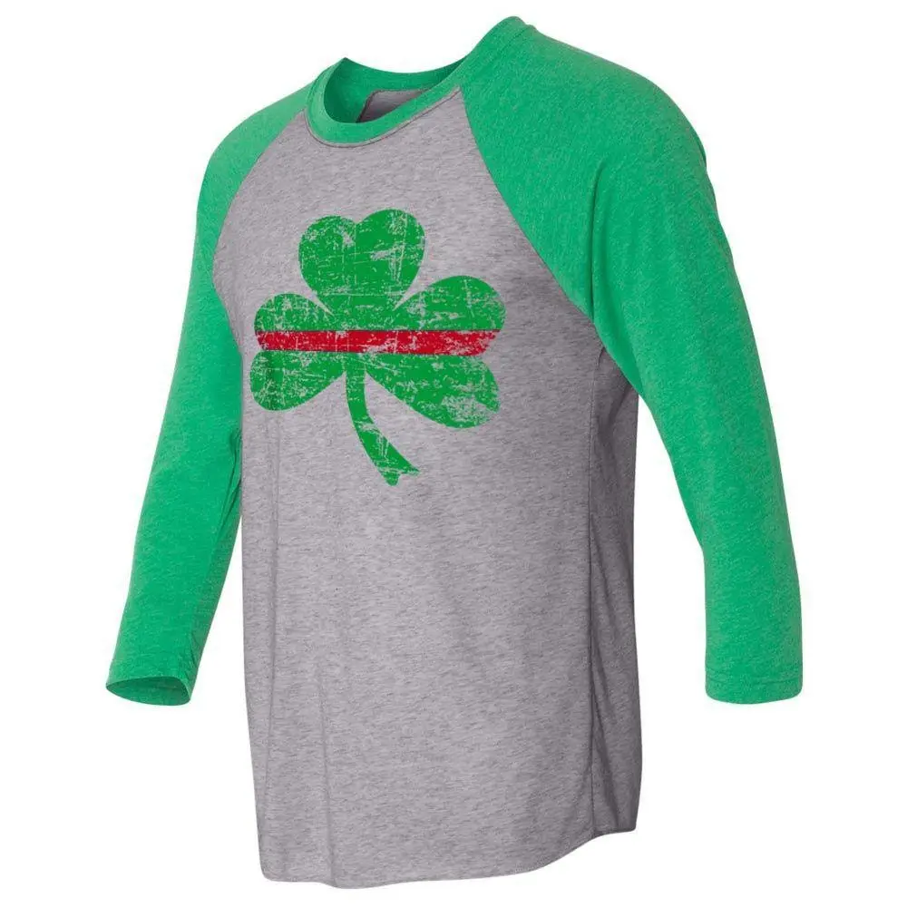 THIN BLUE LINE USA St. Patrick's Shamrock Raglan 3/4 Sleeve T-Shirt
